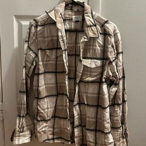 American Eagle Outfitters Plaid Top - Cream and Black